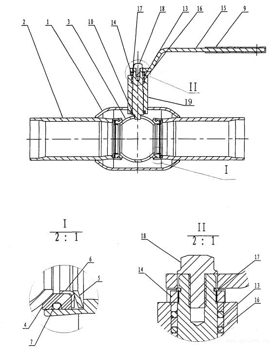 全焊接球阀结构示意图